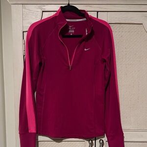 Nike Women's Fuchsia and Pink Half-Zip Sweatshirt